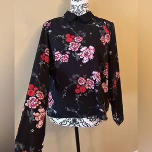 Black blouse with flowers